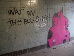 “War on the bullshit!” graffiti in London