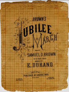 An illustration of sheet music originally published in 1885.