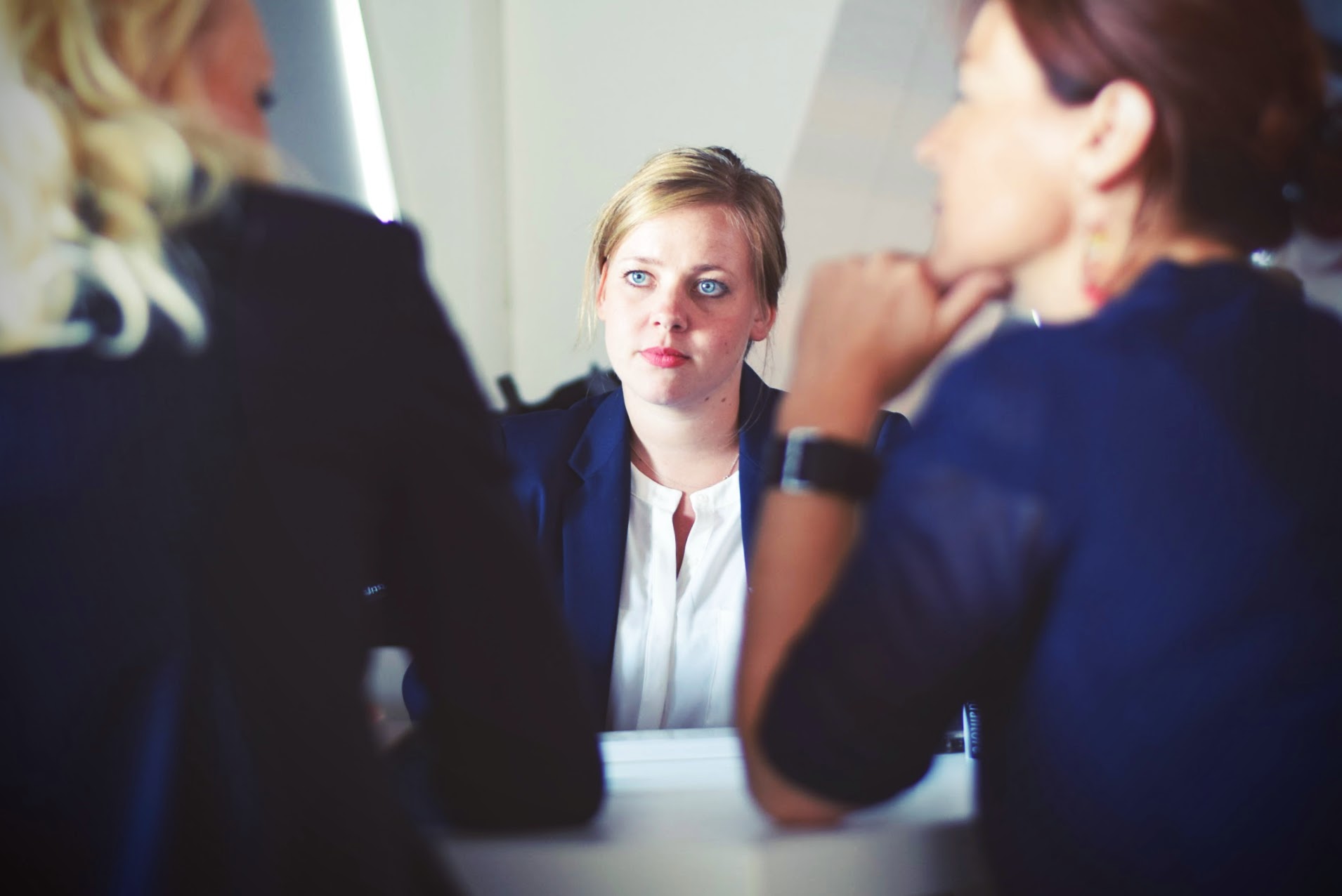 Women being interviewed.