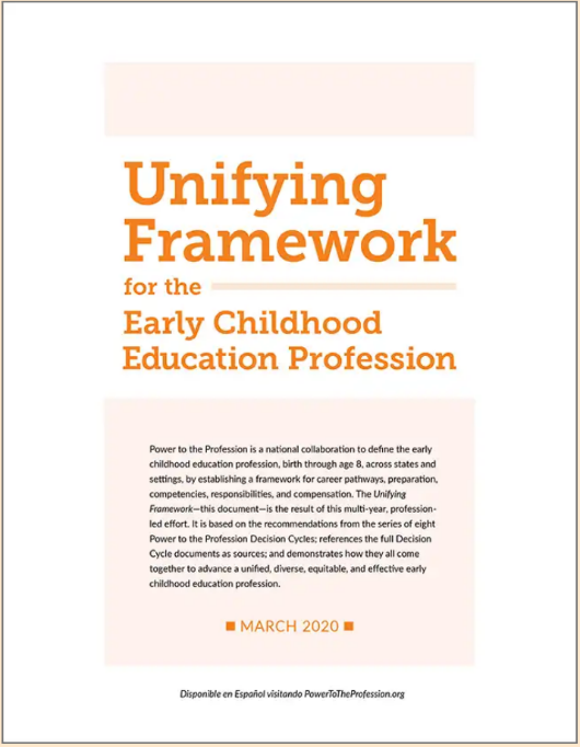 Partial Cover of “Unifying Framework for the Early Childhood Education Profession”