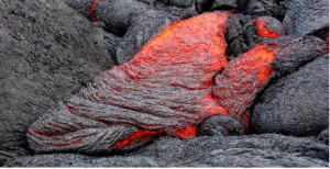 Red hot magma forming on the Kilauea Volcano, Hawaii.