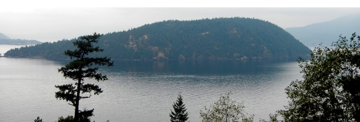 Bowyer Island, a drumlin in Howe Sound, B.C. Ice flow was from right to left.