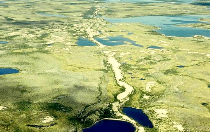 Part of an esker that formed beneath the Laurentide Ice Sheet in northern Canada.