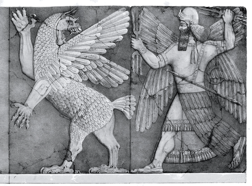 Engraving of Chaos Monster and Sun God