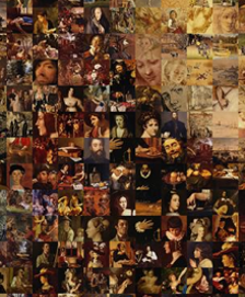 Detail of Mona Lisa photomosaic.