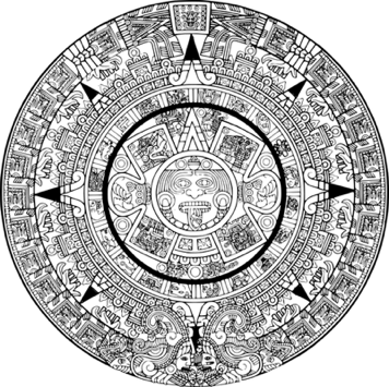 Illustration of the Mayan Long-Count calendar carving.