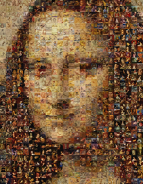 Full image of Mona Lisa photomosaic. Public Domain.