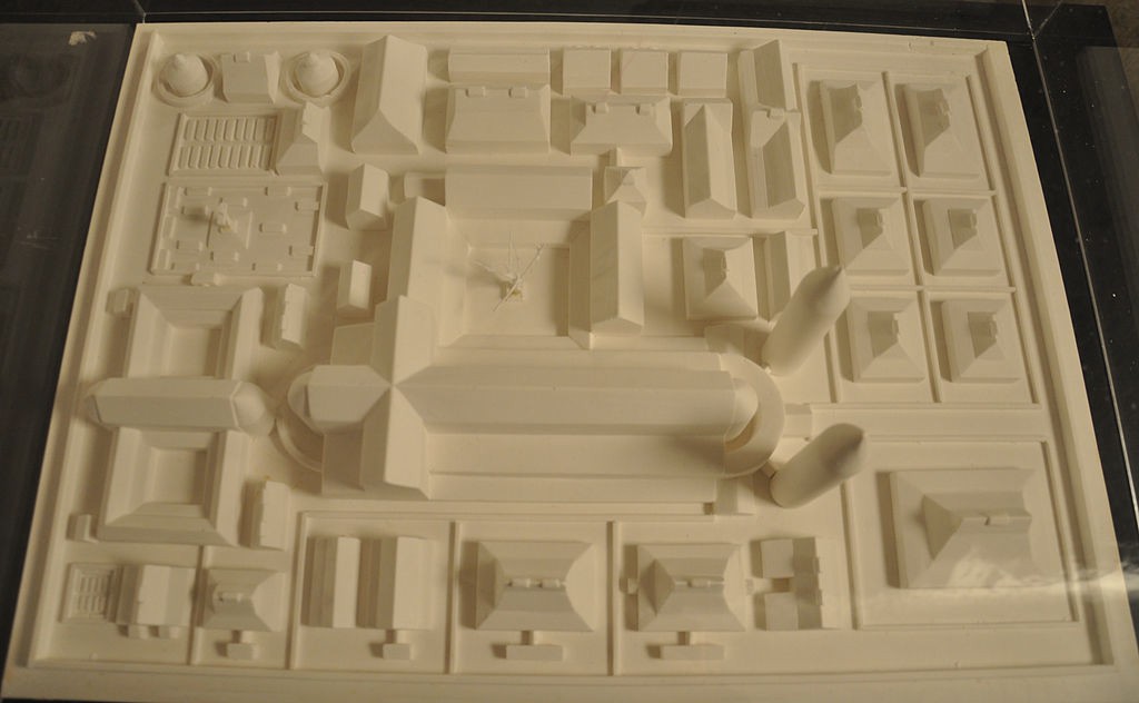 A three-dimensional model of the monastery complex.