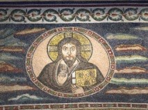Bearded Christ with a book.