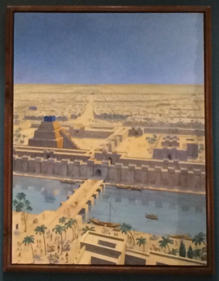 A painting of a reproduction of the Tower as part of a larger complex of buildings.