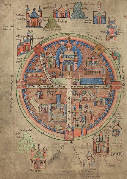 A map of the Holy Land that closely resembles the map of Jerusalem. The buildings are more detailed.