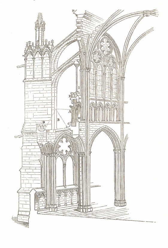 Drawing of St. Denis Bay that demonstrates the use of pointed arches and windows.