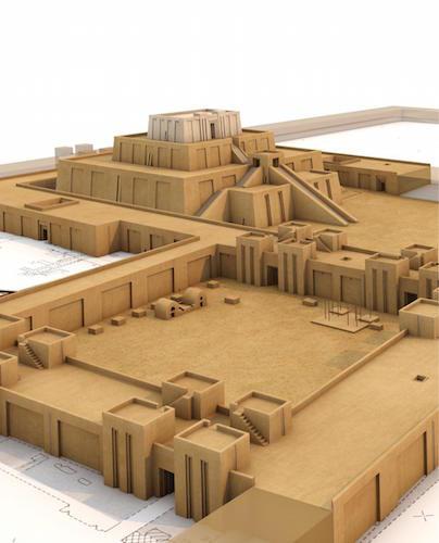 A drawing of a reconstruction of the Ziggurat.