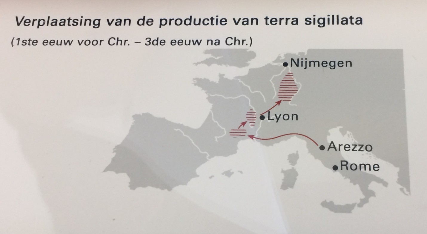 A map of the areas between the Netherlands and Rome where trade was common.