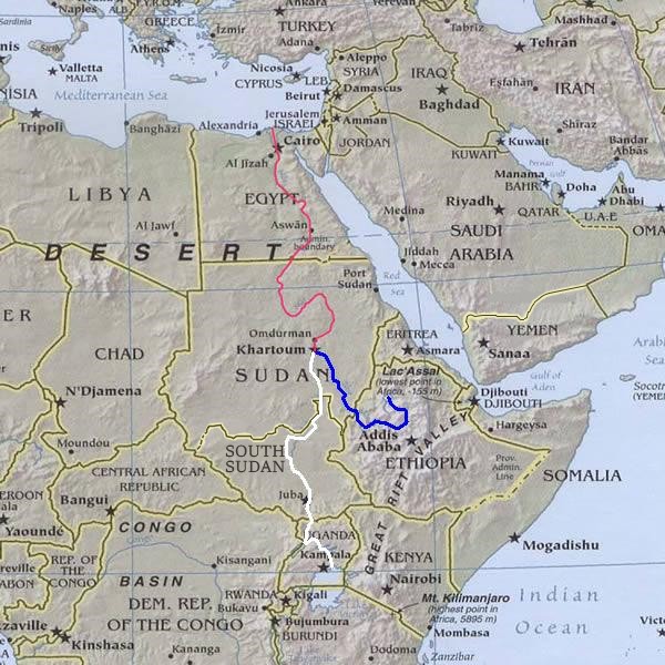 Map of the Nile River and surrounding areas.