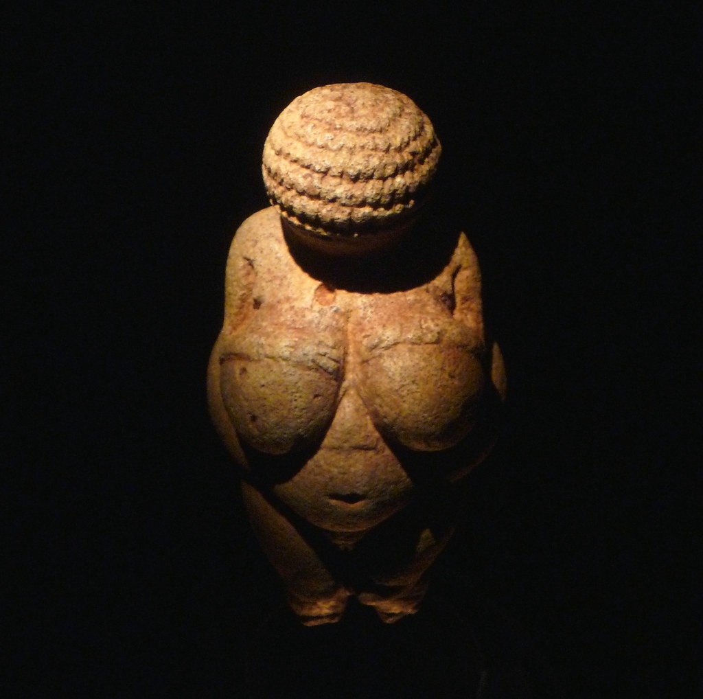 Looking at the top of the head of the Venus of Willendorf