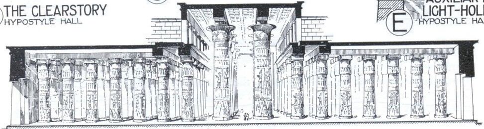 A scale model of a small temple with statues on the gabled roof.