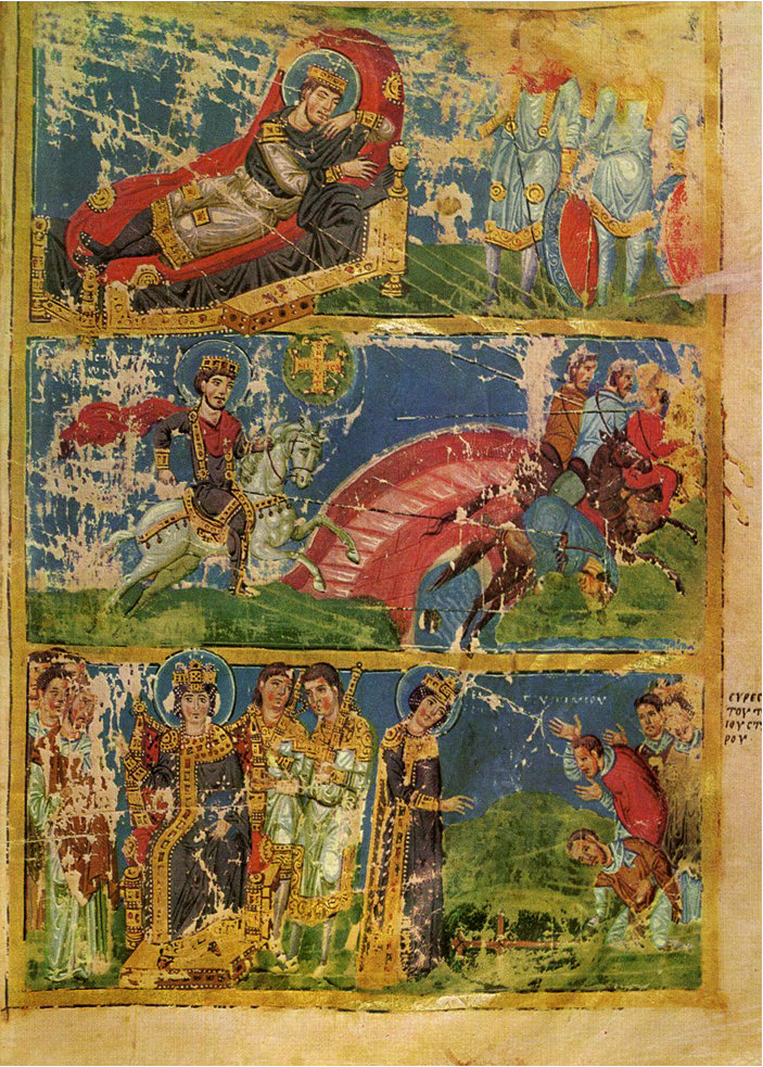 Manuscript from the Homilies of Saint Gregory of Nazianzus. The images 7.24, 7.25 and 7.26 stacked one on top of the other.