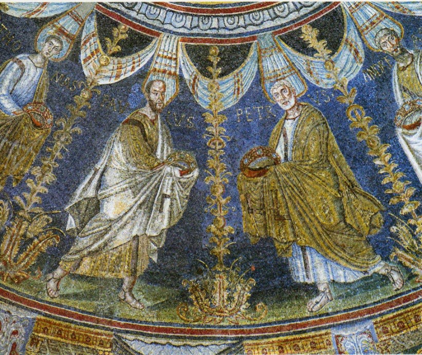 Peter and Paul from the naturalistic Orthodox baptistry ceiling for comparison to the Arian image.