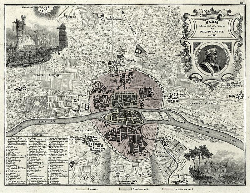 A map of Paris that illuminates the center section called Ile-de-France.