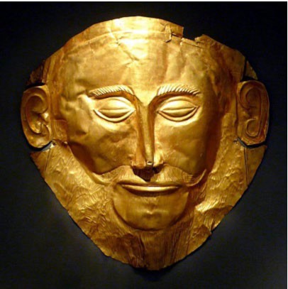 A plate of gold that had been pounded over a form to create a mask.