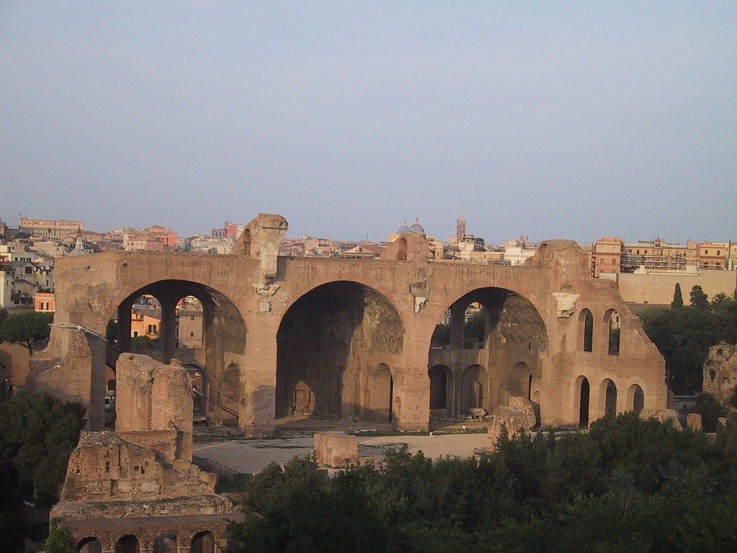 Ruins of a basilica demonstrating stacked arches.