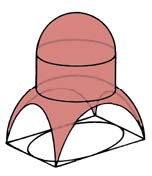 A diagram of the pendentives holding up the dome.