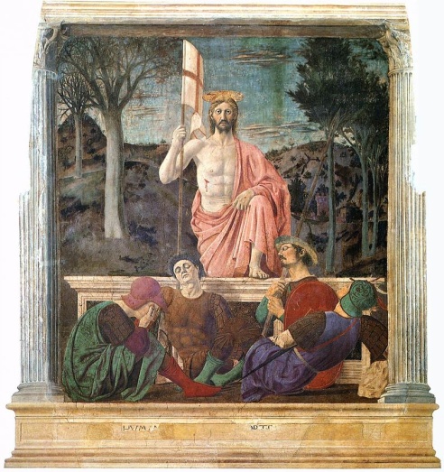 A painting of Christ emerging from the tomb while the guards are sleep.