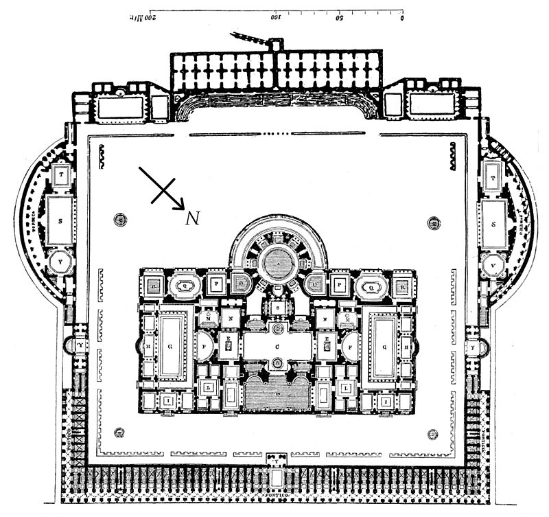 A floor plan of a Roman bath.