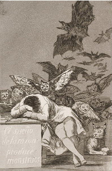 Print, The Sleep of Reason Produces Monsters, 1799, Francisco de Goya