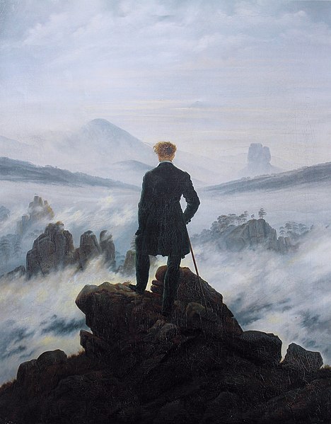 Casper David Friedrich, Wanderer Above the Sea of Fog, 1817, oil on canvas, 39x29”, Hamburg Art Museum, Germany.1