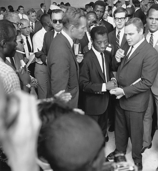 James Baldwin with Marlon Brando and Charlton Heston, 1963, Civil Rights March on Washington D.C., U.S. Information Agency, Press and Publication Service, National Archives, College, Park, MD