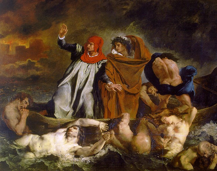 Oil on canvas, Dante and Virgil in Hell, 1822, Eugene Delacroix