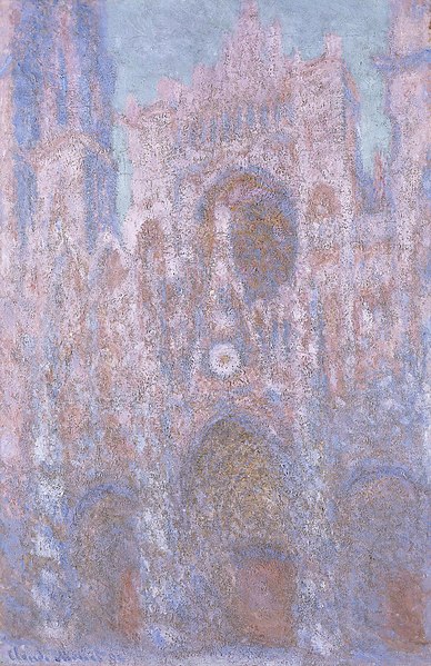 Oil on canvas, Rouen Cathedral, Setting Sun, Symphony In Grey and Pink, 1894, Claude Monet