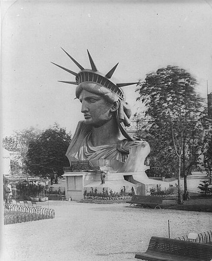 Head of Statue of Liberty on display in Paris,1883