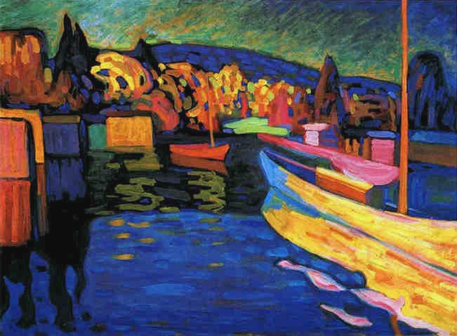 Vasily Kandinsky. Autumn Landscape with Boats, oil. 1908