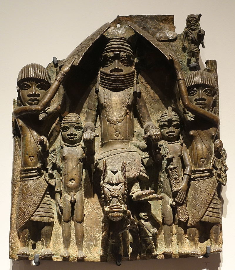 Brass plaque from the Kingdom of Benin, 16-17th century, Ethnological Museum, Berlin, Germany.