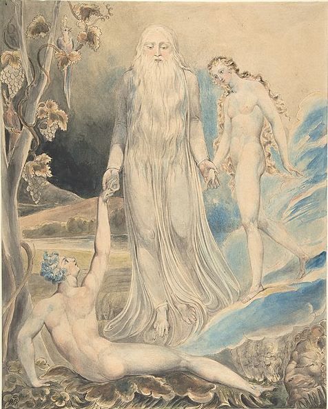 Watercolor, pen, and black ink or graphite, The Creation of Eve, 1803, William Blake