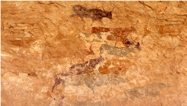 Rock painting, Tassili, Algeria, 5000-3000 BCE.