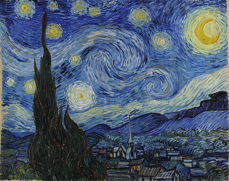 Oil on canvas, Starry Night, 1889, Vincent van Gogh