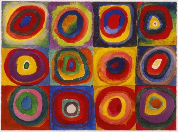 Wassily Kandinsky. Color Study. Squares with Concentric Circles. Watercolor, Gouache and crayon on paper. 1913