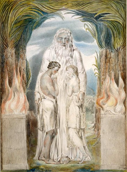 Pencil and watercolor on paper, Clothing Adam and Eve with coats of Skins, 1803, William Blake