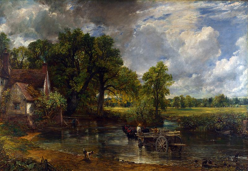 Oil on canvas, The Hay Wain, 1821, John Constable