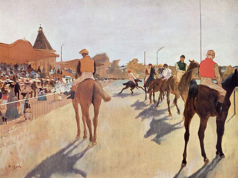 Oil on canvas, The Parade, Race Horses in Front of the Tribunes, 1866-68, Edgar Degas
