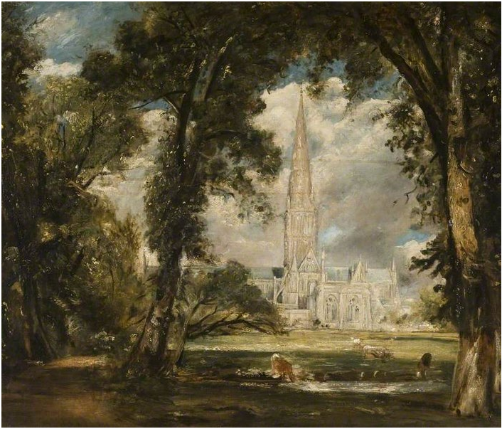 Oil on canvas, Salisbury Cathedral from the Bishop’s Grounds, 1826, John Constable