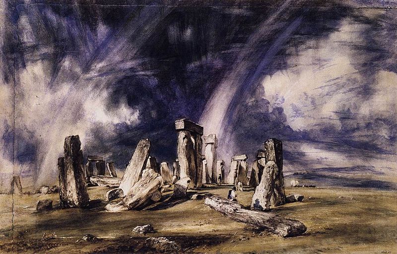 Watercolor, Stonehenge, 1836, John Constable