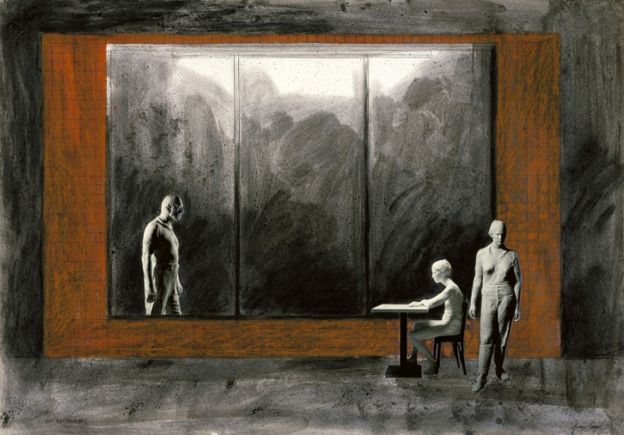 George Segal, The Restaurant, 27x39”, photograph, oil, charcoal, gouache, 1975,