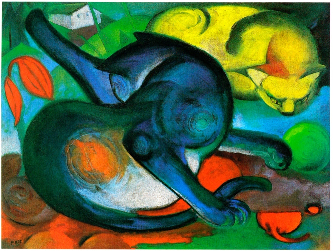 Franz Marc, Two Cats, Blue and Yellow. 1912
