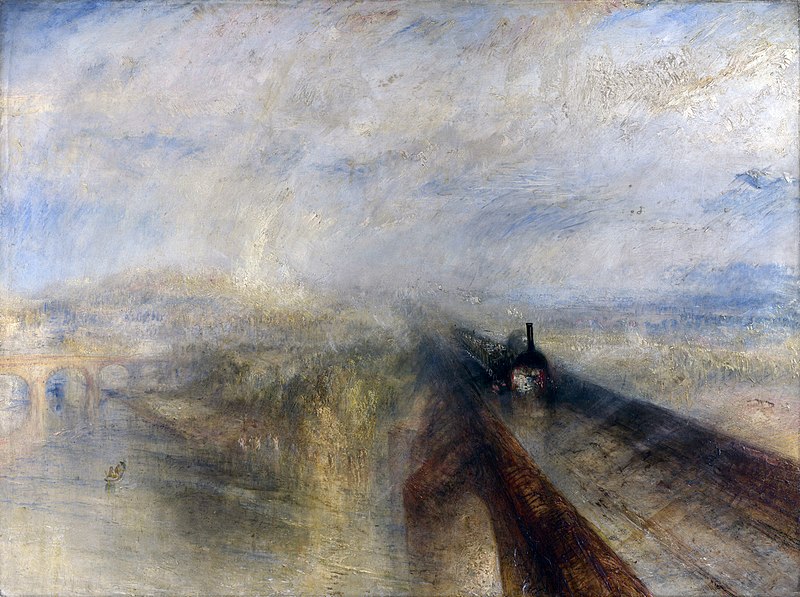 Oil on canvas, Rain, Steam, and Speed-The Great Western Railway, 1844, J.M.W. Turner