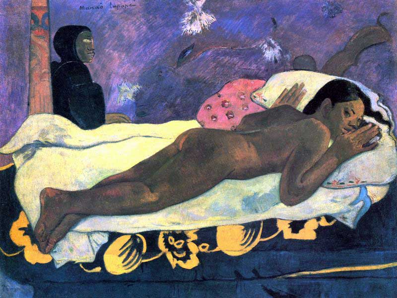 Oil on hessian on canvas, The Spirit of the Dead Watching, 1892, Paul Gaugin